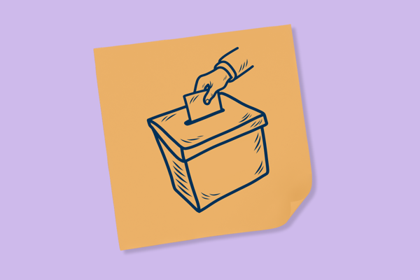 Illustration Of Putting A Vote Into A Ballot Box