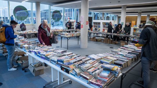 People Browse A Book Sale At The Barnsley Book Festival