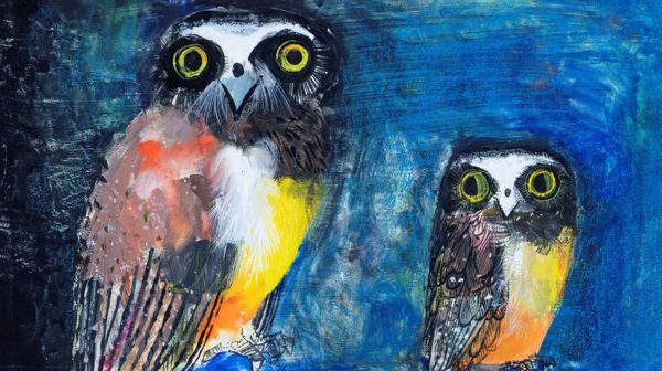 Painting of 2 owls