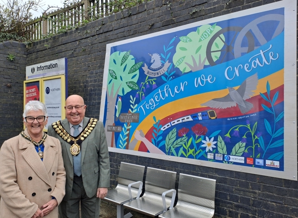 Wombwell Station Mural Unveiling By The Mayor Of Barnsley