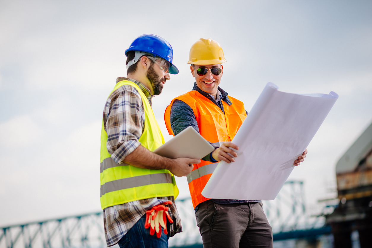 Roadworkers with plan