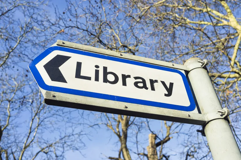 Library sign post