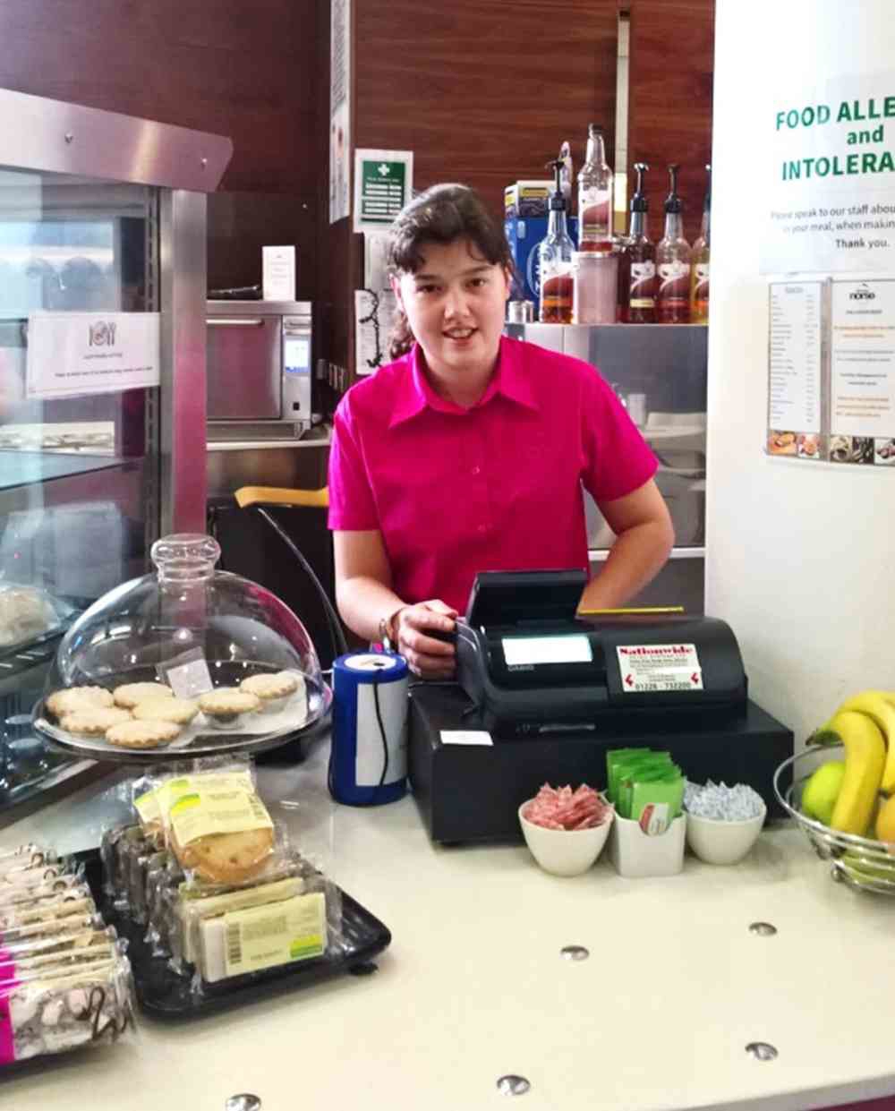 Megan working in the cafe