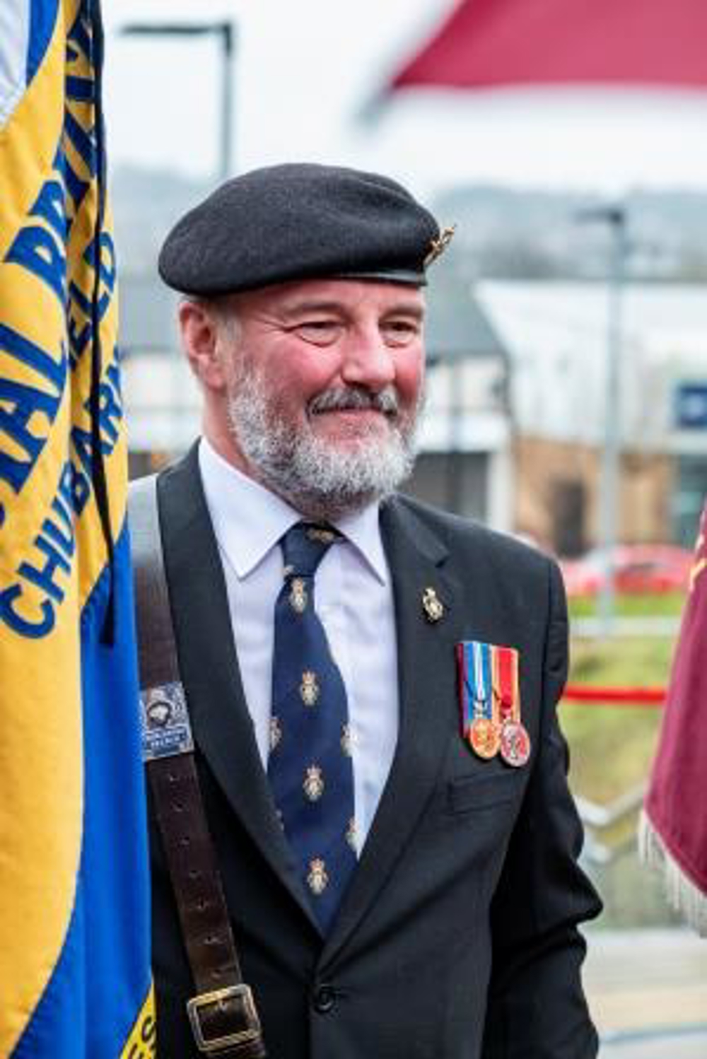 Ex-service man holding flag