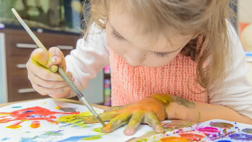 Female child painting