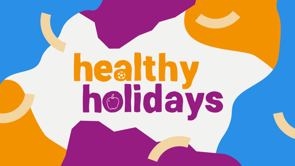 Healthy Holidays logo on a colourful background