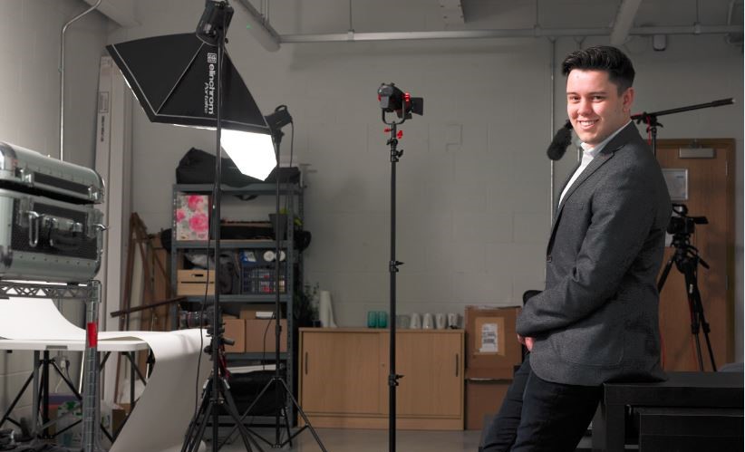 Person in media studio