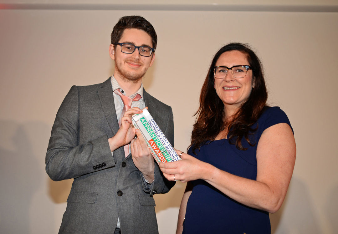Corey being awarded his Rising Star Award at the Apprenticeship Awards 2021