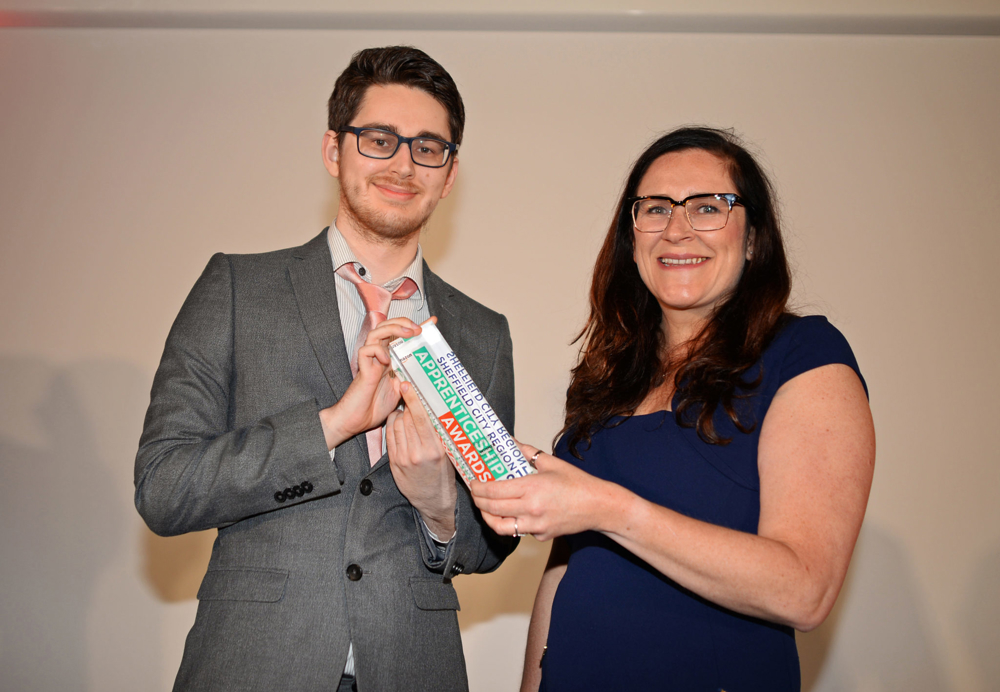 Corey being awarded his Rising Star Award at the Apprenticeship Awards 2021