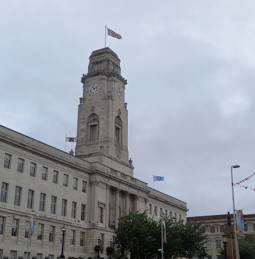 Age Friendly Barnsley flag flies over the Town Hall
