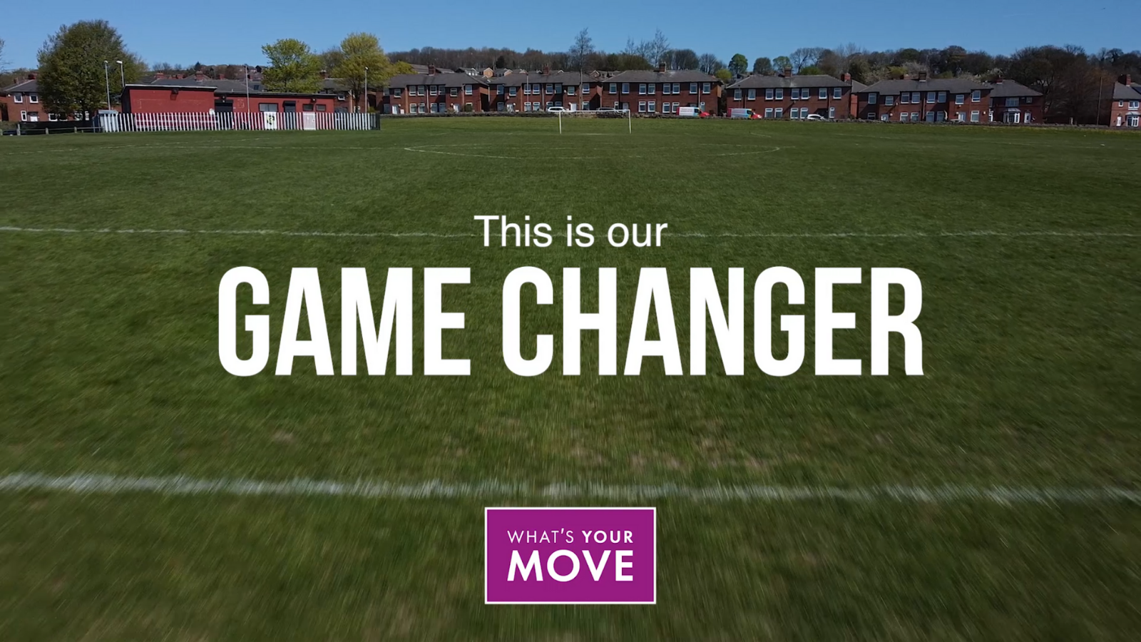 Image of a football pitch with a What's Your Move logo