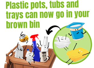 Plastic pots, tubs and trays can now go in your brown bin