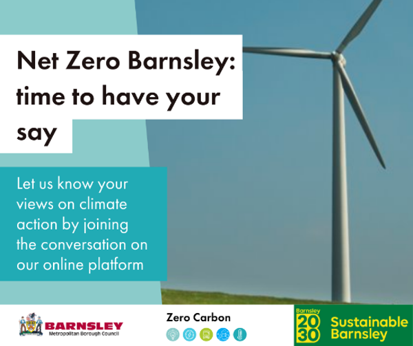 Net Zero Barnsley: time to have your say with image of a wind turbine