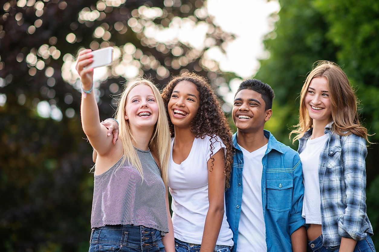 Group of teenagers taking a selfie
