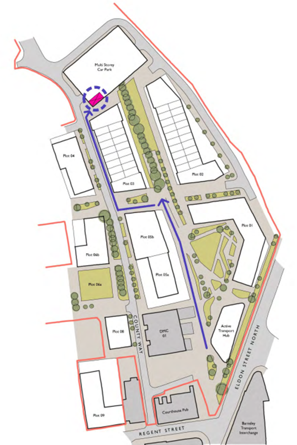 The Seam pedestrian route map