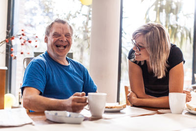 Man with Down Syndrome in a day care centre