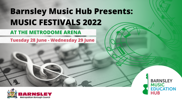 Barnsley Music Hub Presents: Music Festivals 2022 at the Metrodome Arena. Tuesday 28 June - Wednesday 29 June