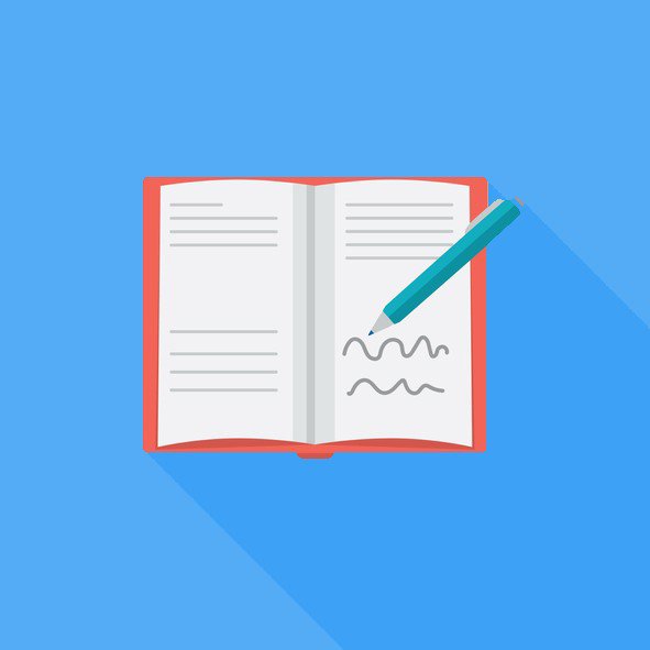 Open book and pencil