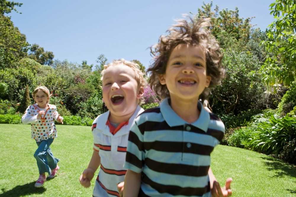 Children playing in a field