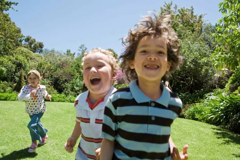 Children playing in a field