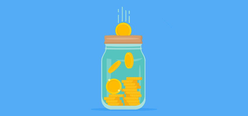 Jar with money in