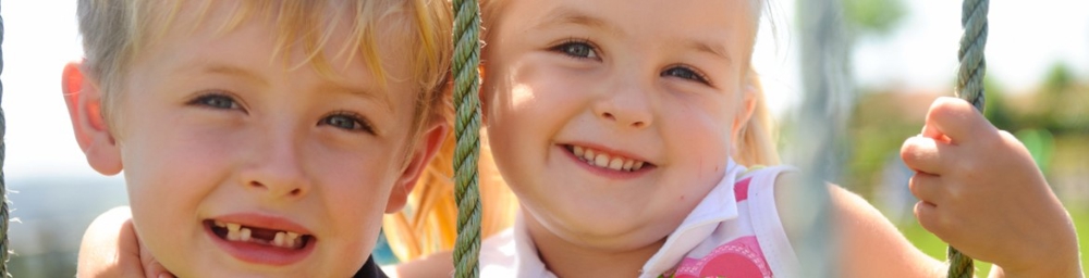 Two children on cargo net