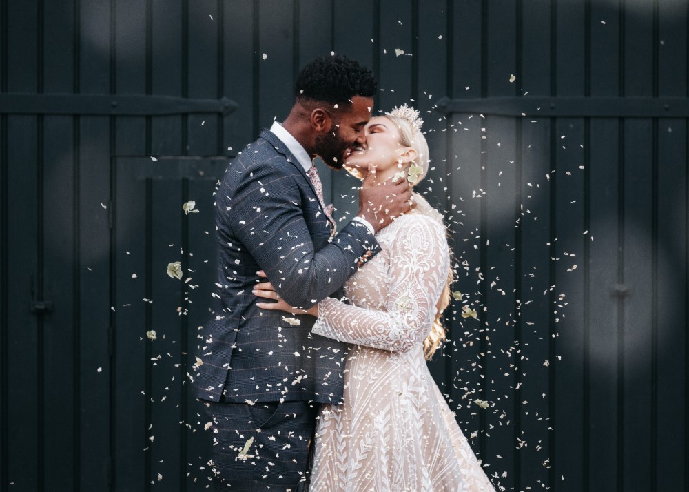Bride and groom at Elsecar Heritage Centre