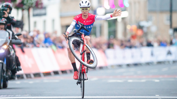 Tom Pidcock Finishing A Cycling Race