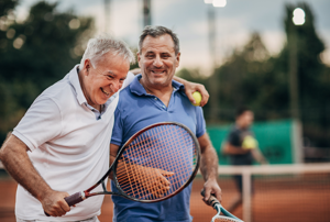 2 men playing tennis
