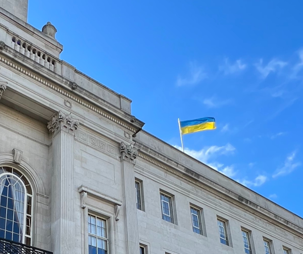 Ukraine flag at Barnsley Town Hall