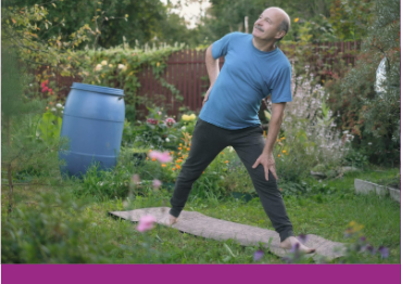 Man stretching in the garden
