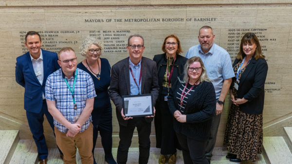 Colleagues from the Department of Work and Pensions presenting a certificate to The Leader and CEX of the Council with two Kickstart placements