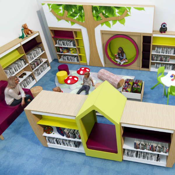Visualisation of how updated children's area will look at Roundhouse Library