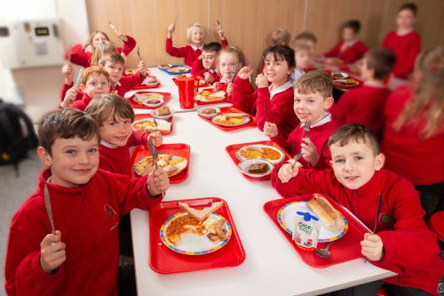 Children eating dinner