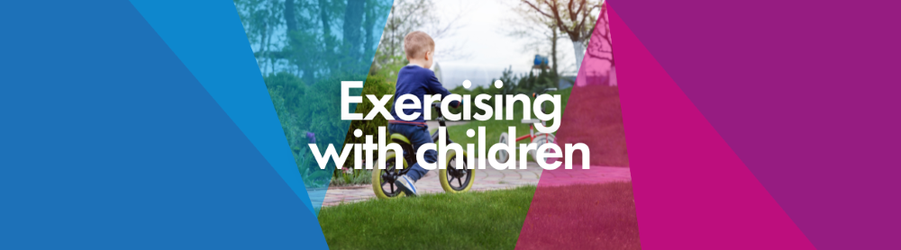 Exercising with children banner