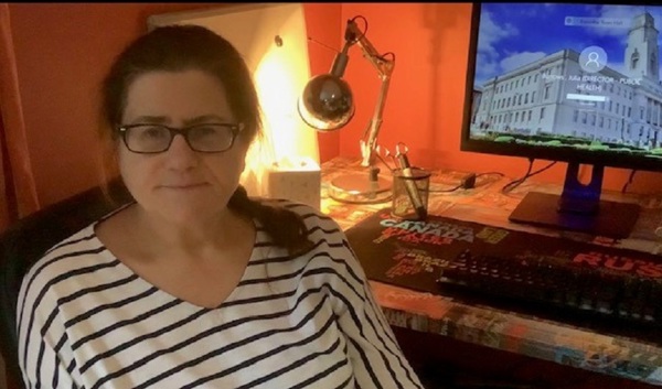 Julia Burrows sat in her office