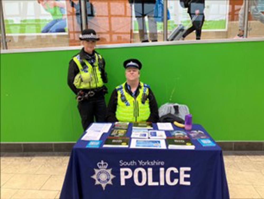 Officers sitting in bus station