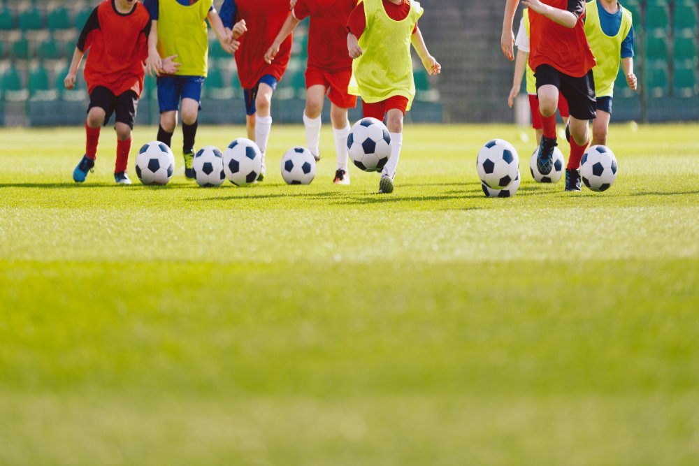 Children at football training