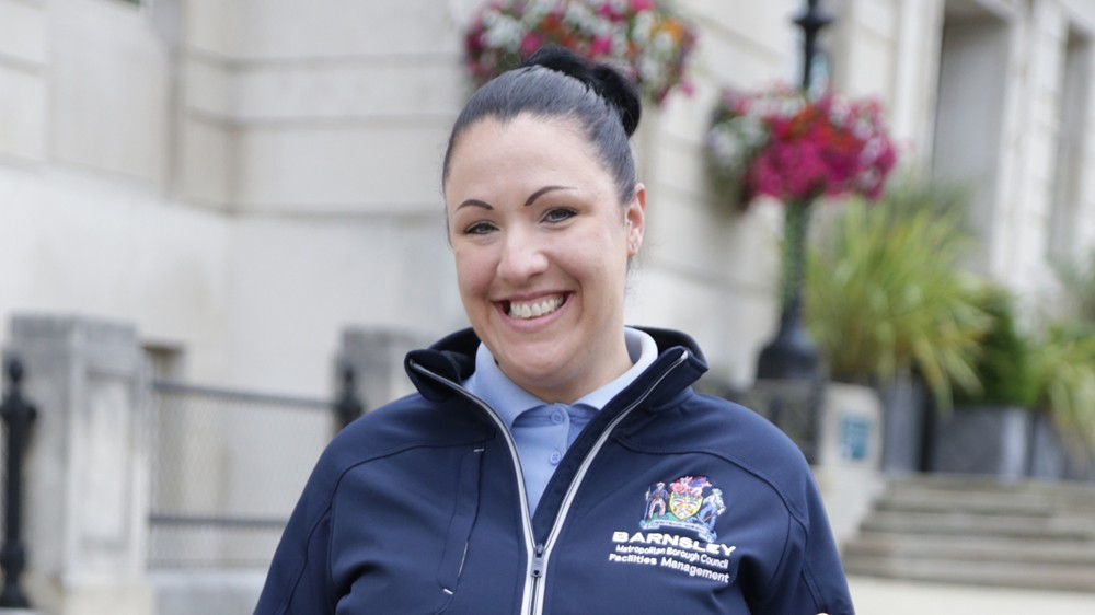 Lisa - adult skills learner outside Barnsley Town Hall