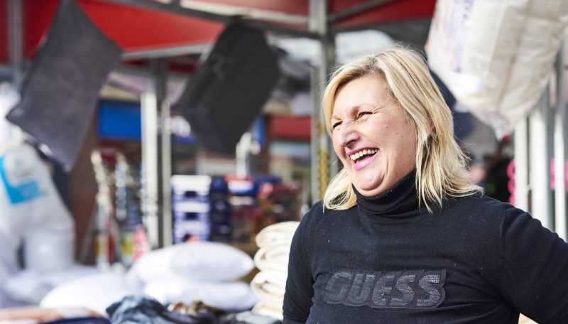 Outdoor market trader