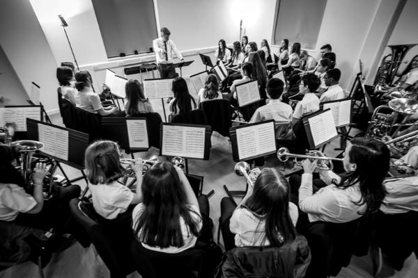The Barnsley Town Concert Band rehearsing for a performance