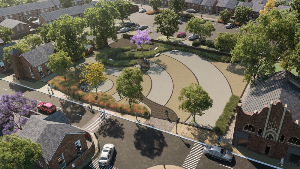Artist impression of Goldthorpe town square