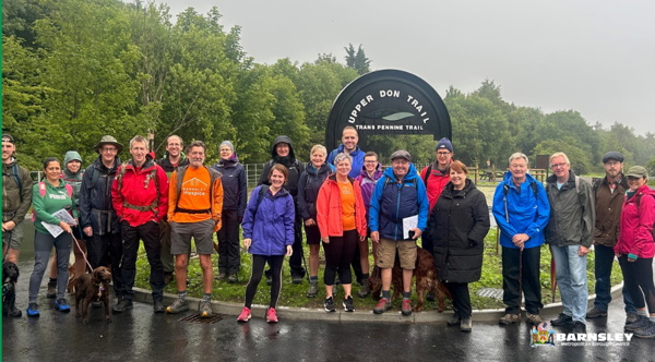 Mayor and other walkers stood outside the Upper Don Trail
