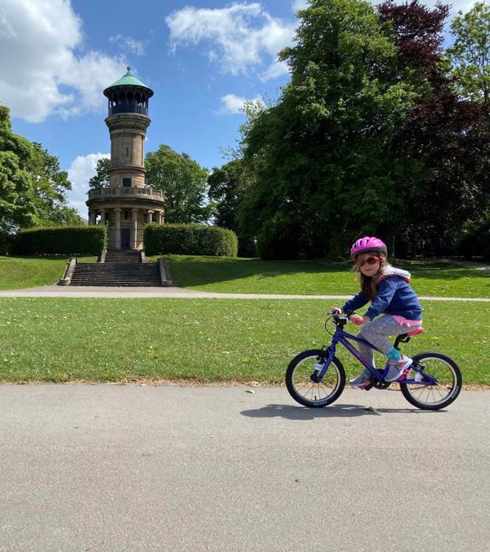 Cycling in Locke Park - portrait