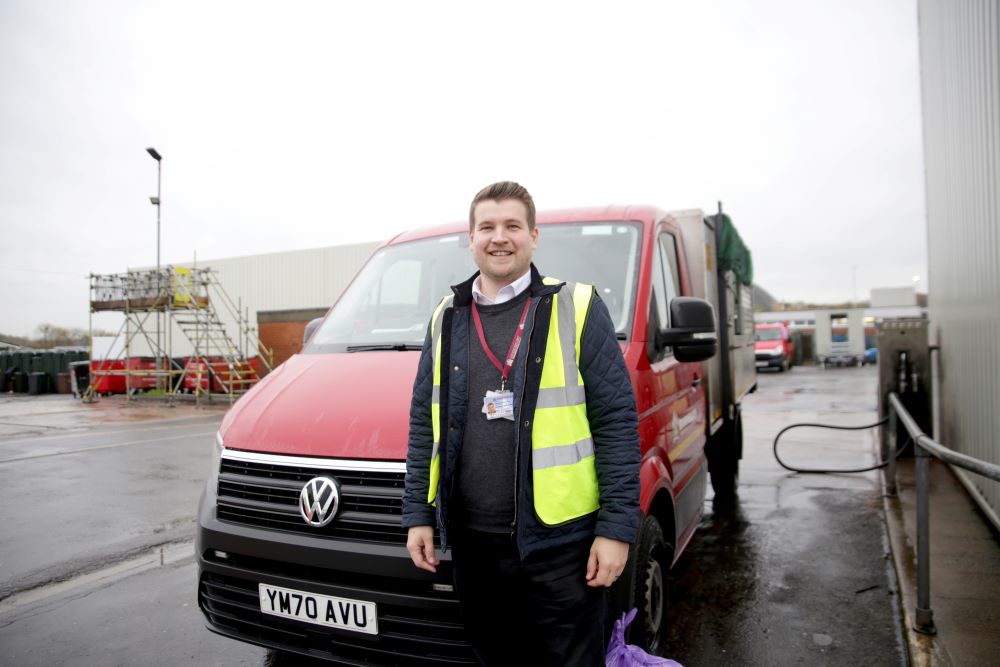 Man stood next to van