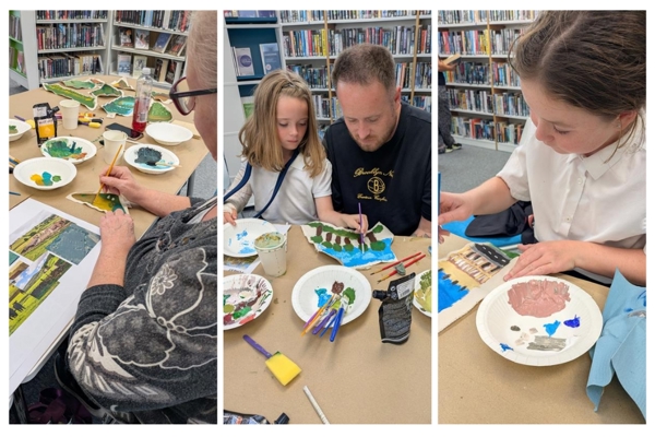 Photographs Of Members Of The Community Taking Part In Art Workshop Sessions At Dodworth Library