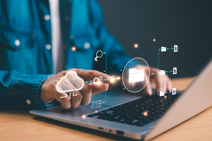 Person working on a laptop