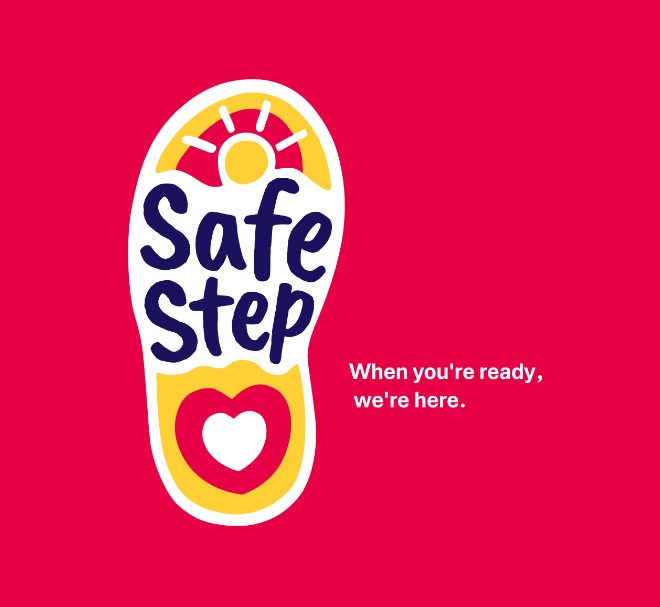 Safe step when you're ready we're here logo Safe step when you're ready we're here logo