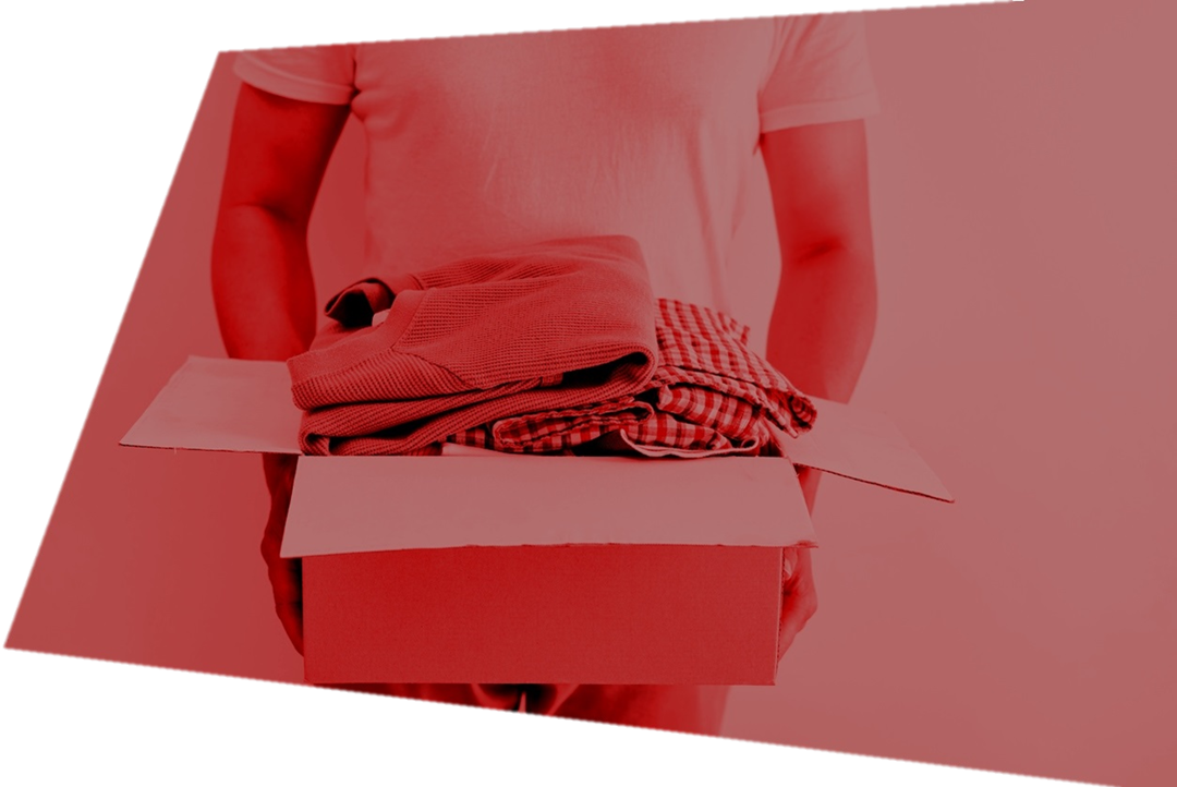 Person holding box of donations