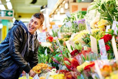 Indoor market flowers.